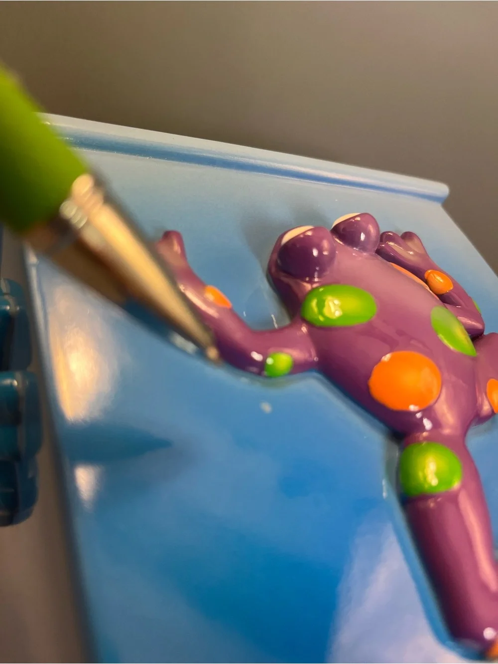 Jennifer Clark Blue Ombre 3D Tropical Frogs And Flowers Tissue Box Cover Holder